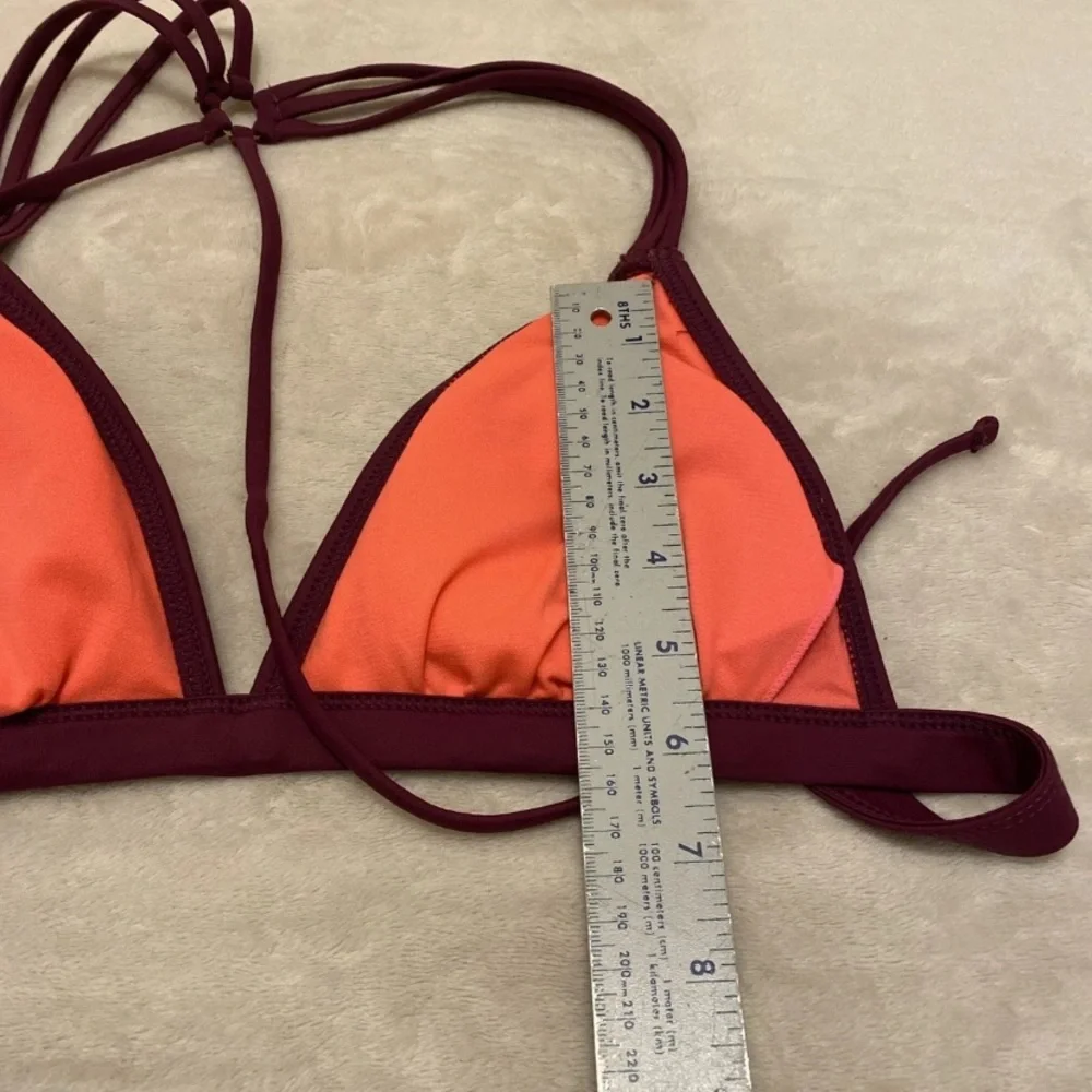 Time and Tru Burgundy Floral Bikini Top